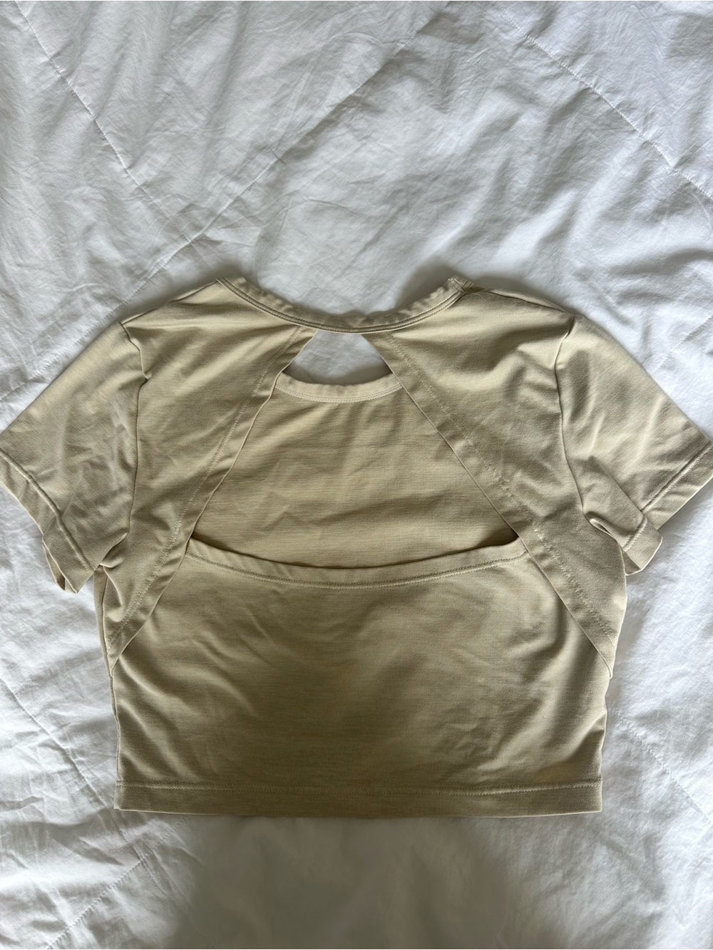 Alphalete Short Sleeve Crop Tee in Beige - Picture 3 of 3